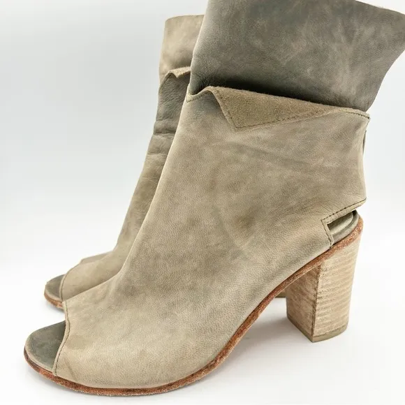 Free People Golden Road Peep Toe Leather Booties ankle Boots 39