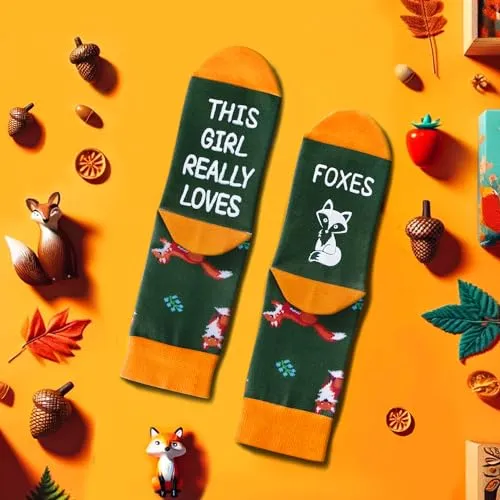 Funny Fox Gifts for Teen Girls, Fox Socks for Kids 4-10 Years