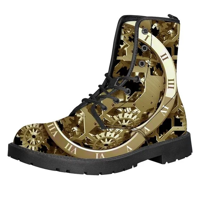 Gears Print Men Boots For Martin Boots Male Shoes Motocycle Boots Warm Ankle Boots Winter Shoes Men Shoe