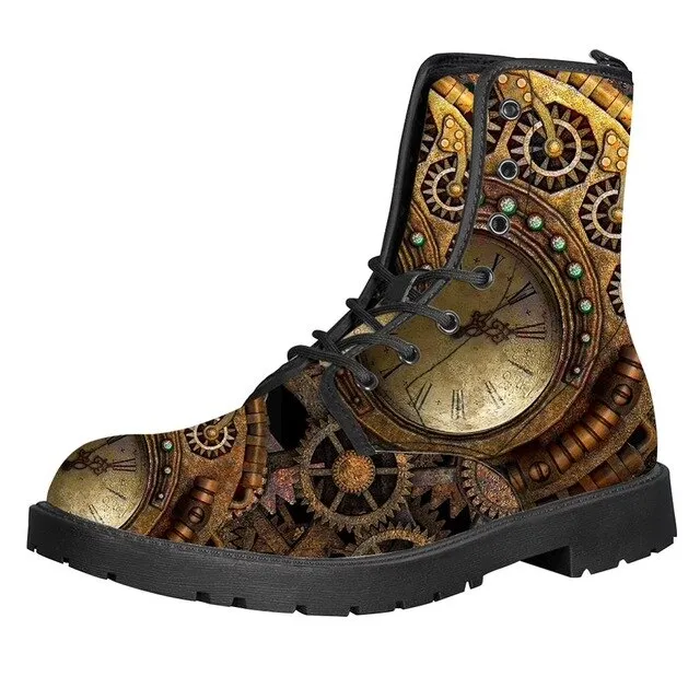 Gears Print Men Boots For Martin Boots Male Shoes Motocycle Boots Warm Ankle Boots Winter Shoes Men Shoe