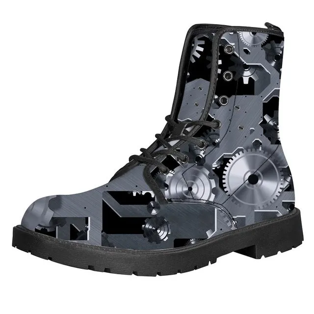 Gears Print Men Boots For Martin Boots Male Shoes Motocycle Boots Warm Ankle Boots Winter Shoes Men Shoe