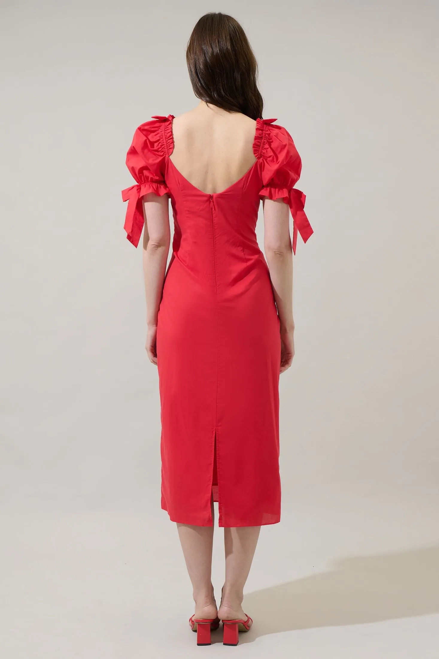 Genola Bows Flared Midi Dress