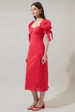 Genola Bows Flared Midi Dress