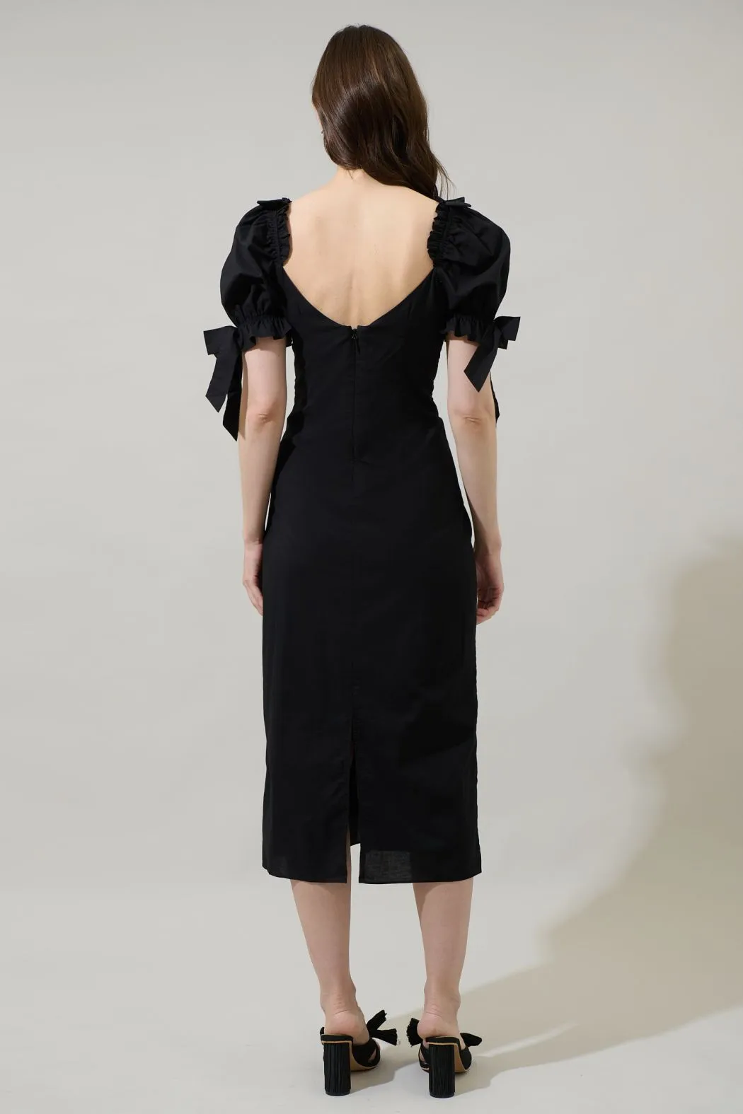 Genola Bows Flared Midi Dress