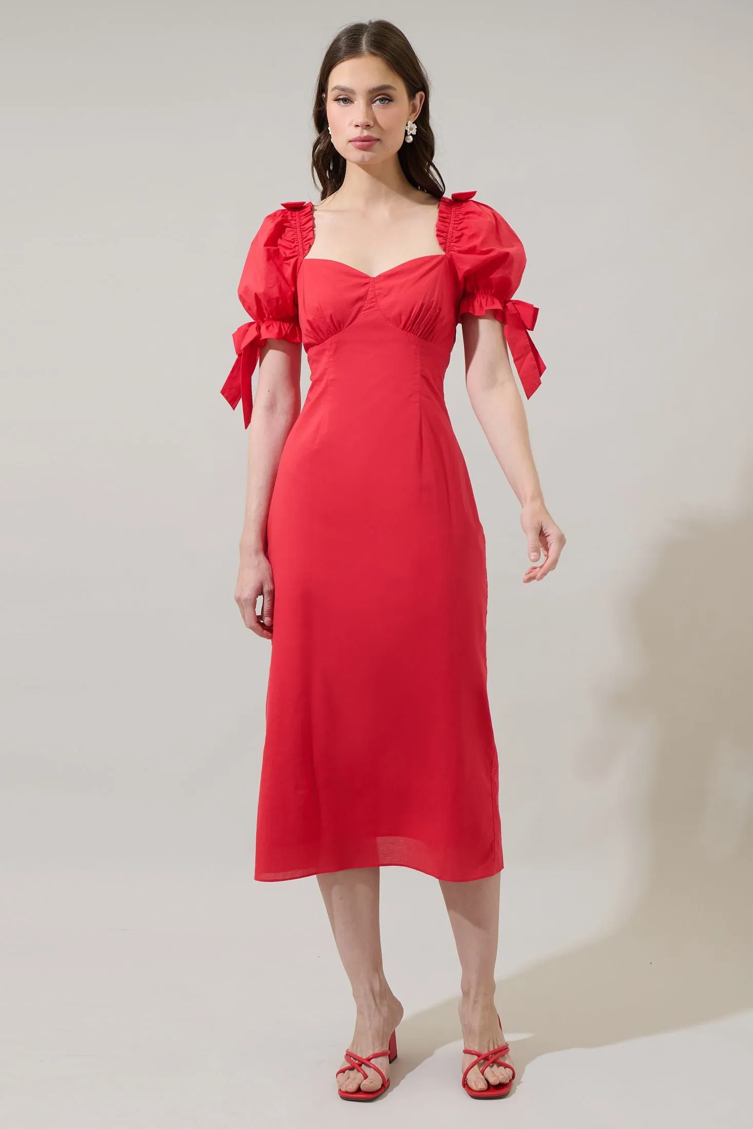 Genola Bows Flared Midi Dress
