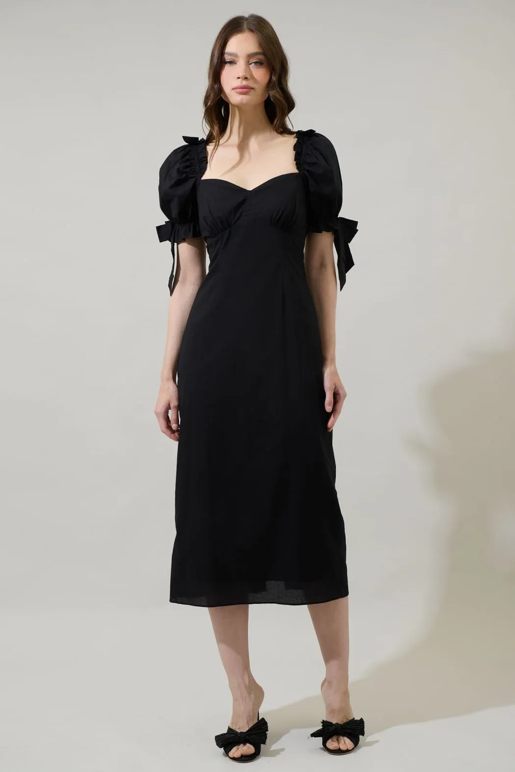 Genola Bows Flared Midi Dress