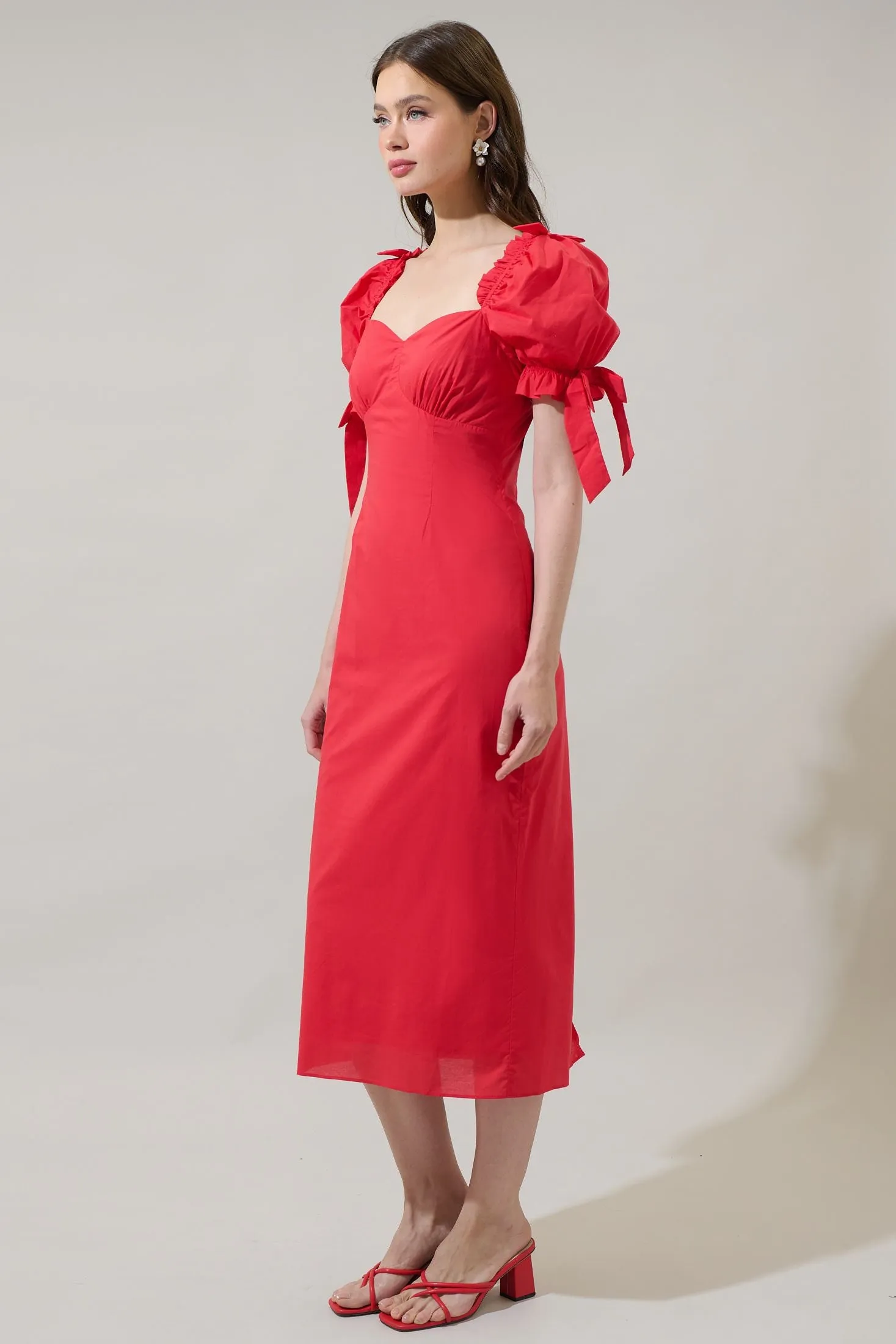 Genola Bows Flared Midi Dress