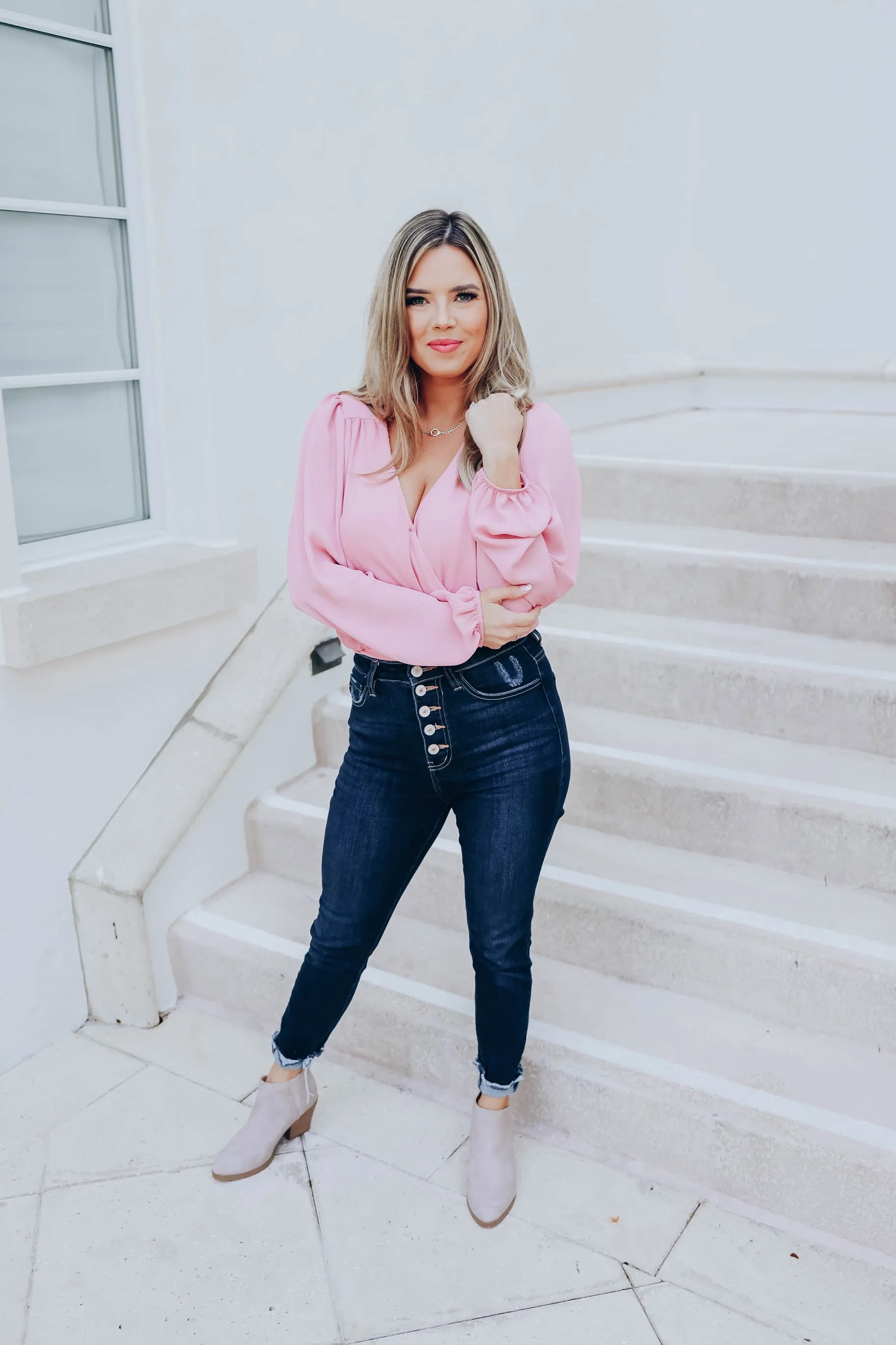 Giada Wrap Chiffon Bodysuit - Mauve