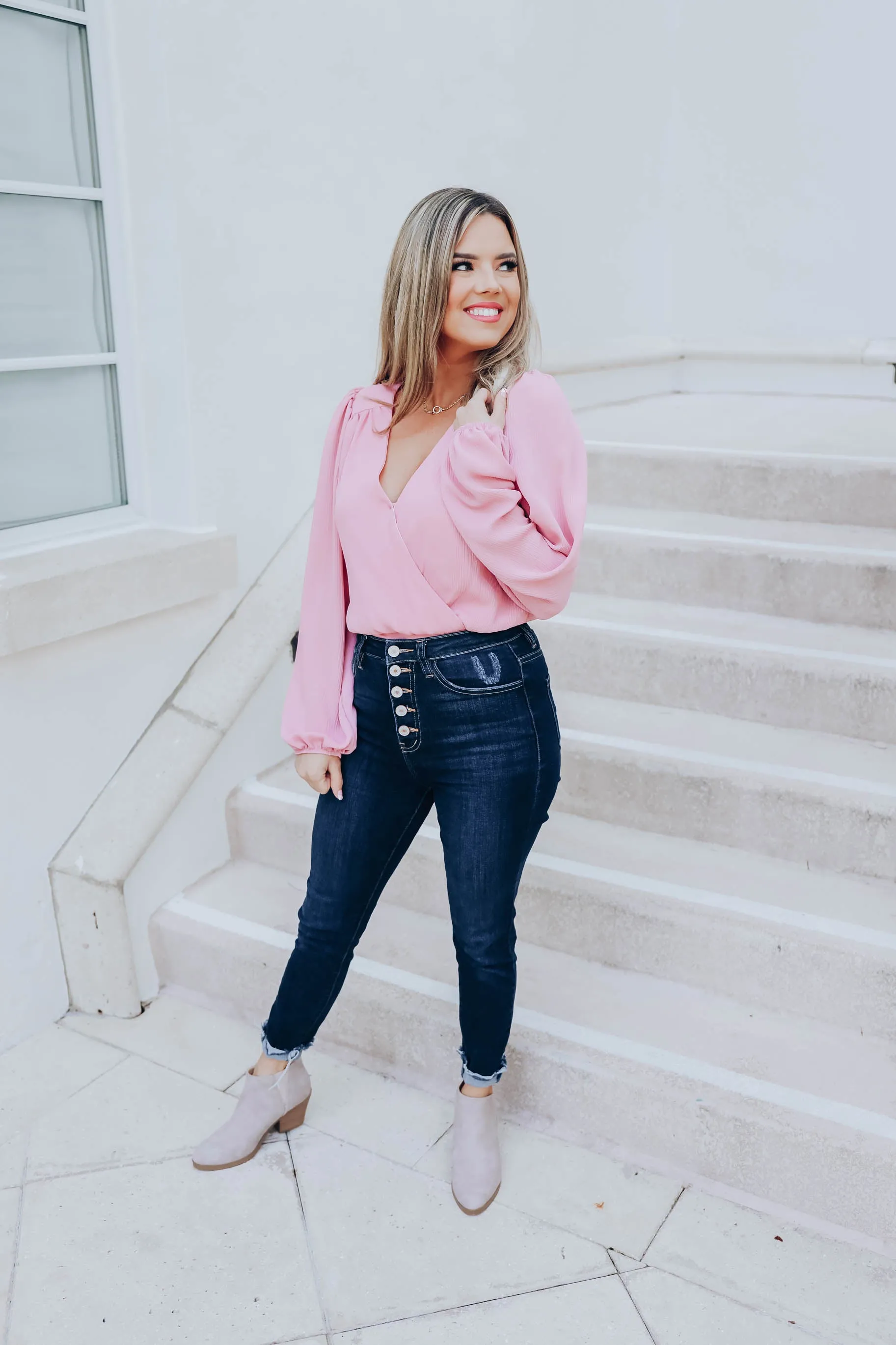 Giada Wrap Chiffon Bodysuit - Mauve