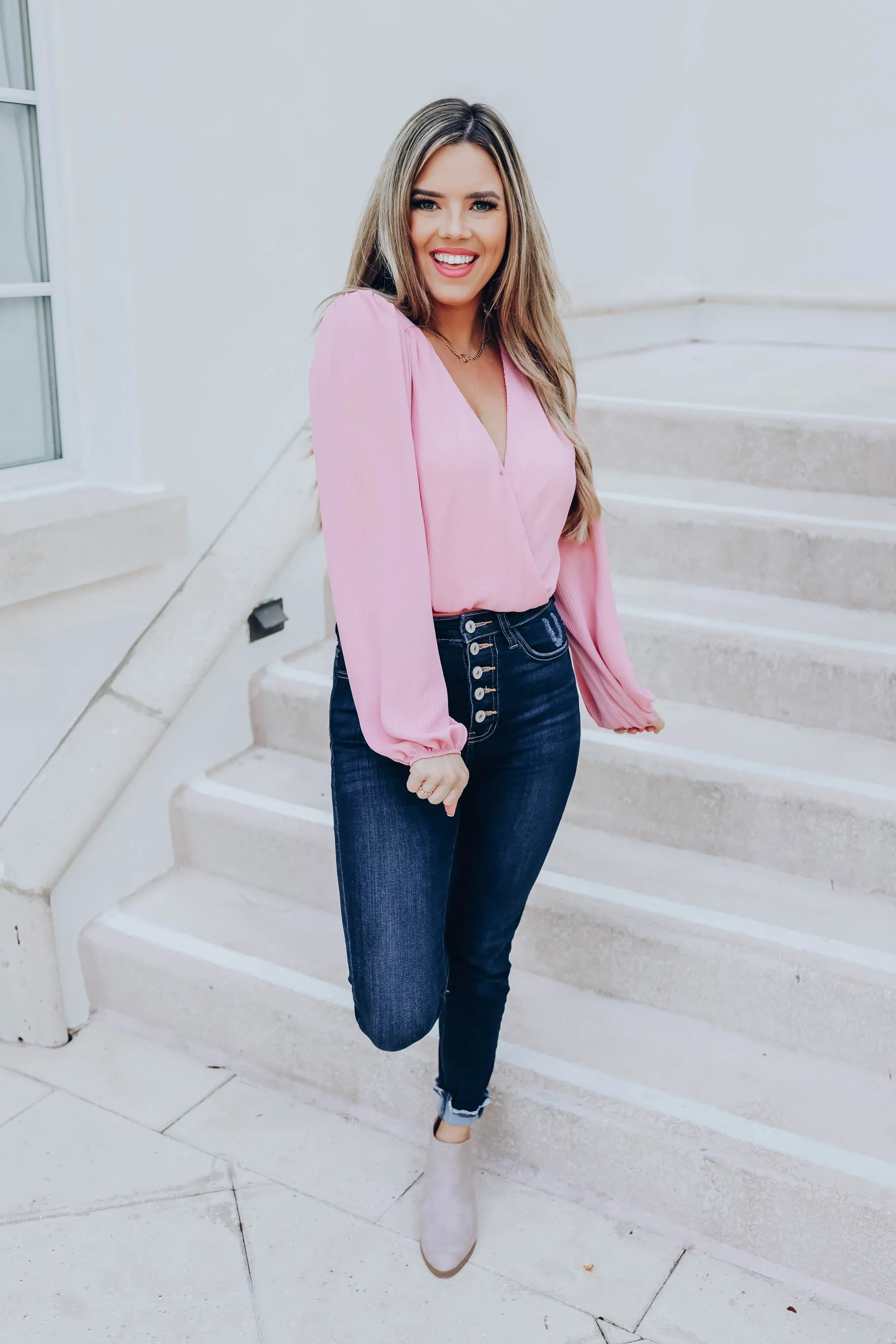Giada Wrap Chiffon Bodysuit - Mauve