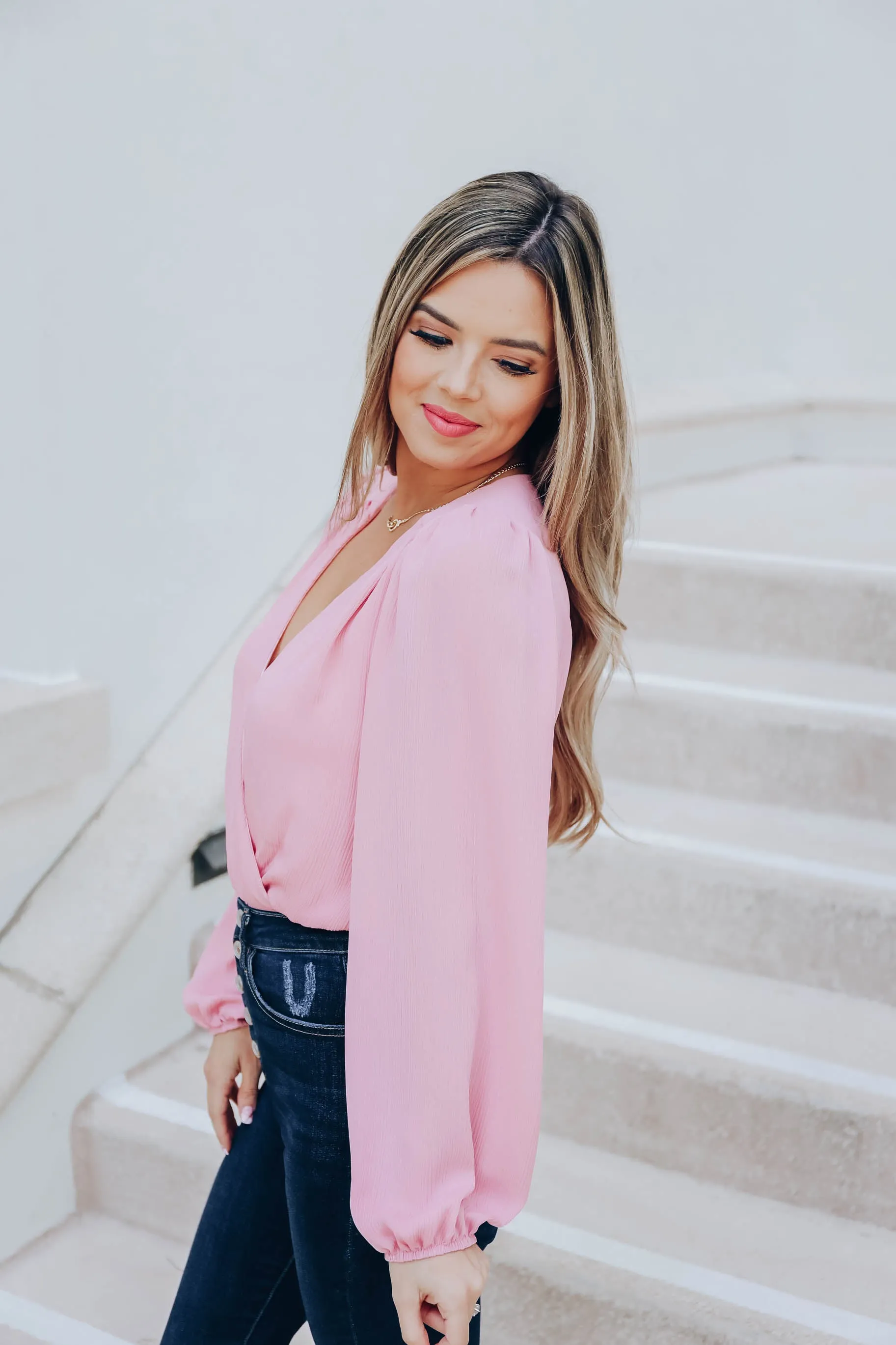 Giada Wrap Chiffon Bodysuit - Mauve