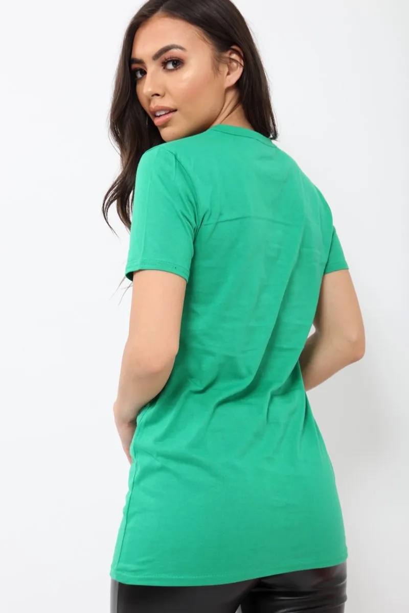 Green L'amour Paris Rose Slogan T-shirt - Marissa