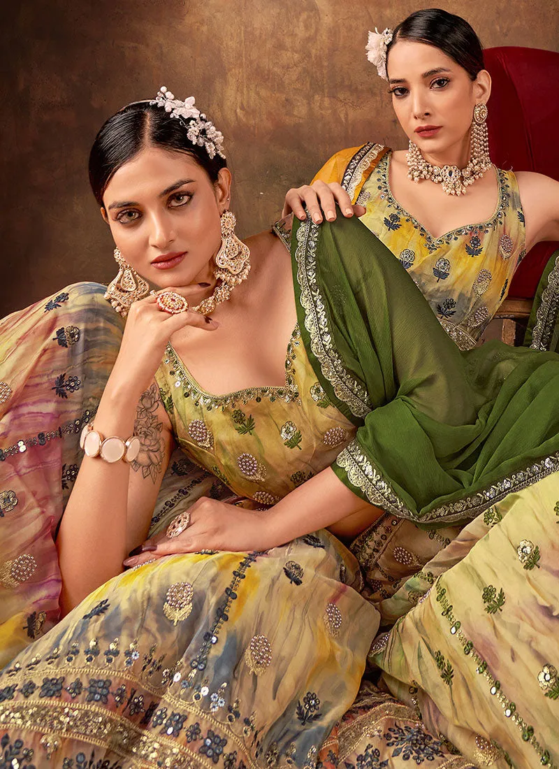 Green Multicoloured Embroidery Wedding Lehenga Choli And Dupatta