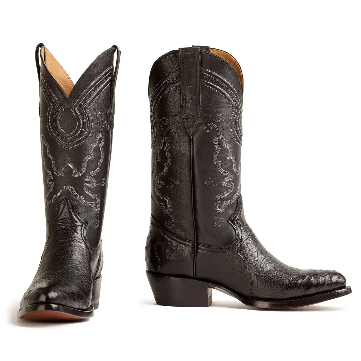 Hidalgo 4 Piece Ostrich Classic Western Boot - Black