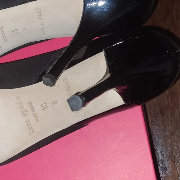 💕HP💕Kate Spade CARMEN Patent Leather/Suede Peep Toe Heels💕Size 10