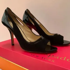 💕HP💕Kate Spade CARMEN Patent Leather/Suede Peep Toe Heels💕Size 10