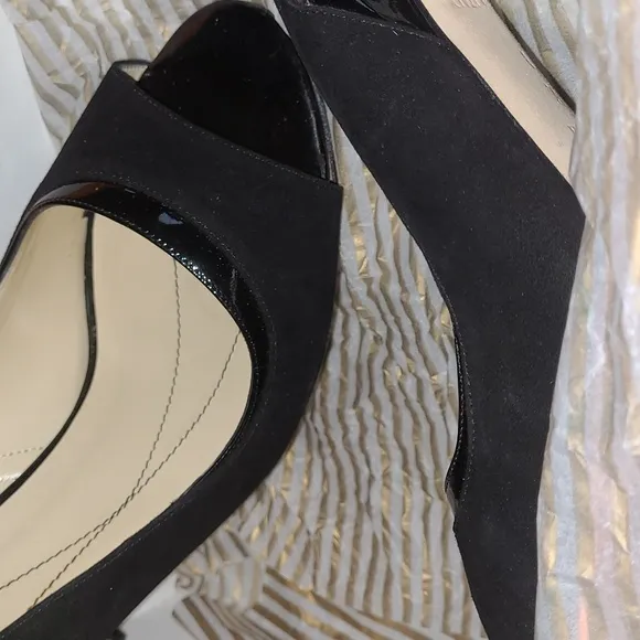 💕HP💕Kate Spade CARMEN Patent Leather/Suede Peep Toe Heels💕Size 10