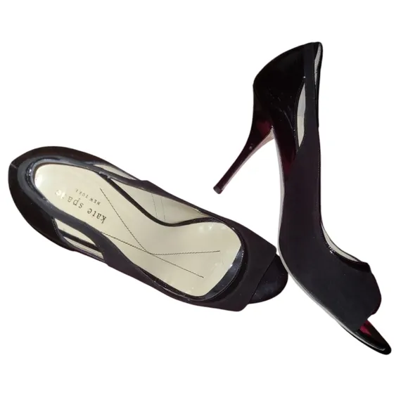 💕HP💕Kate Spade CARMEN Patent Leather/Suede Peep Toe Heels💕Size 10