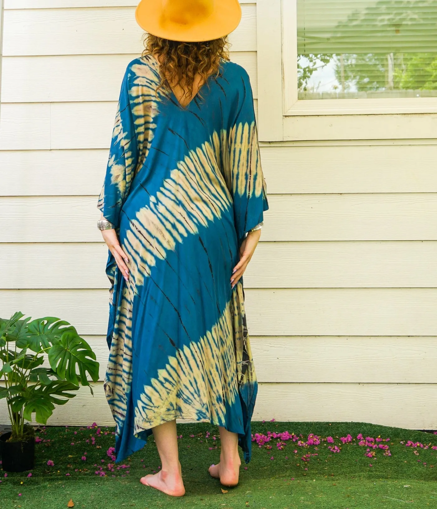 Indigo Stripe Tie-Dye Kaftan
