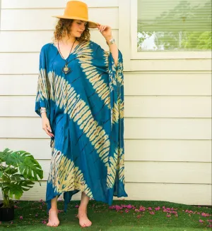 Indigo Stripe Tie-Dye Kaftan