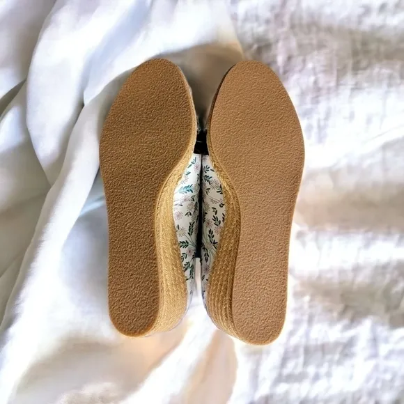 Jack Rogers Palmer Criss Cross Leather Wedge Espadrille -White &amp; Floral