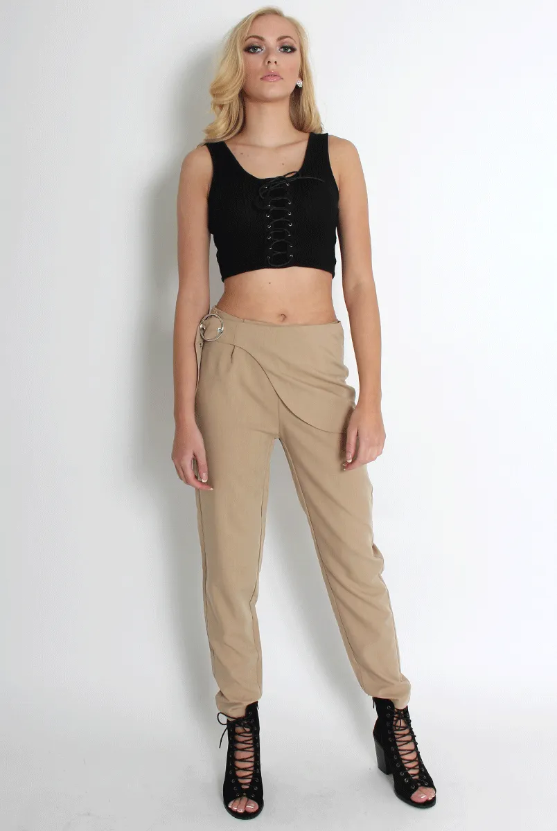 Jeannette Beige Cigarette Trousers