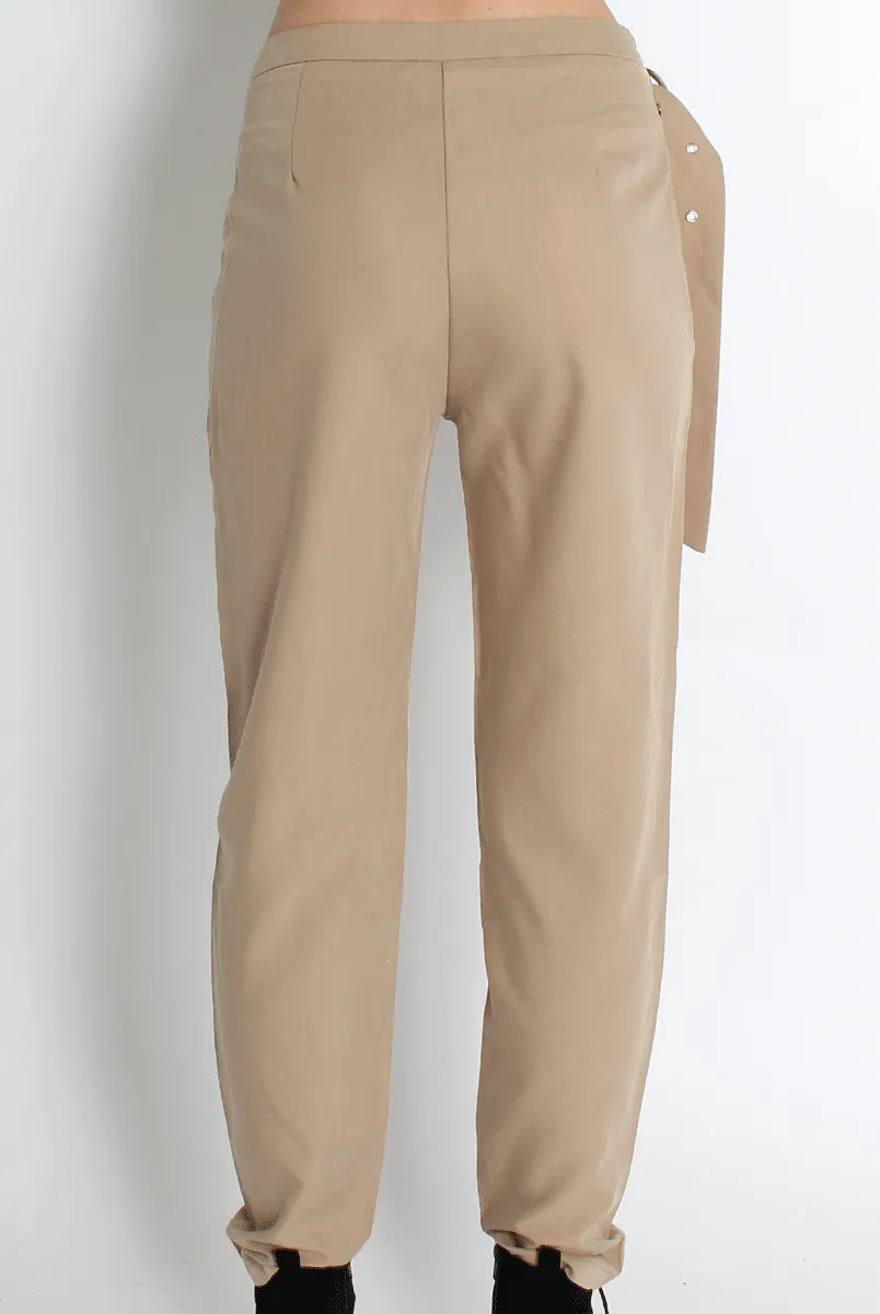 Jeannette Beige Cigarette Trousers