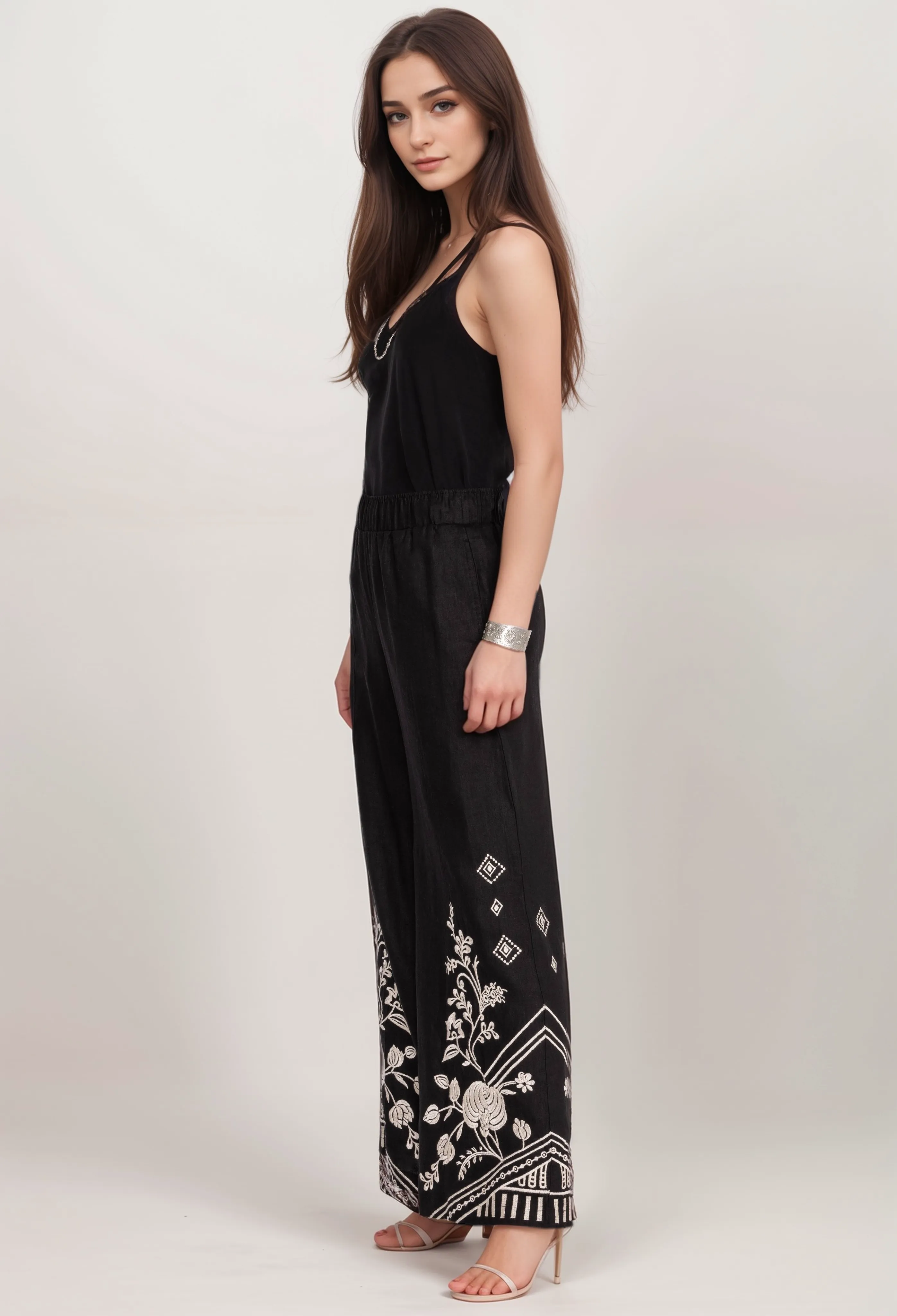 Johnny Was JWLA Seam Linen Wide Leg Pants J60824