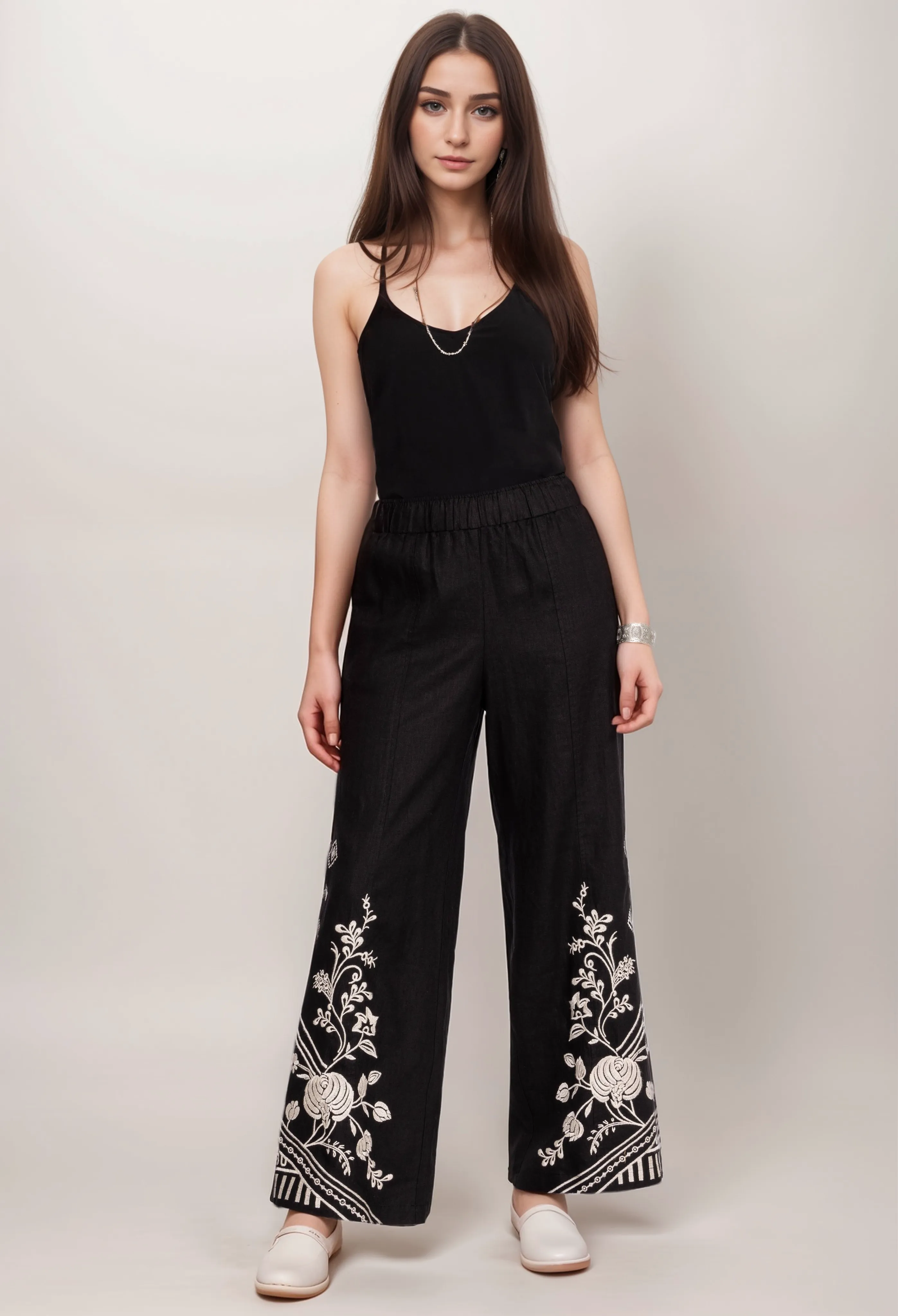 Johnny Was JWLA Seam Linen Wide Leg Pants J60824