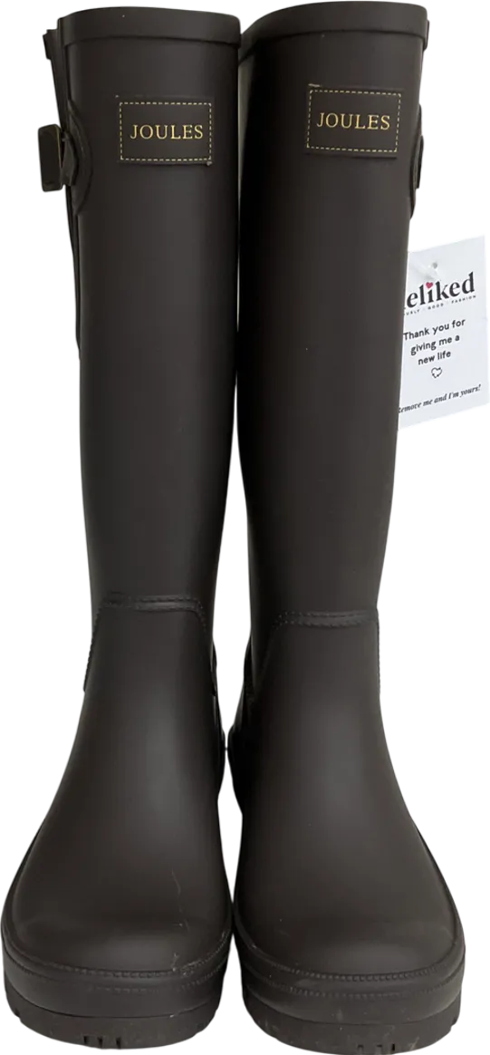 joules Houghton Chocolate Brown Adjustable Tall Wellies UK 4 EU 37 👠