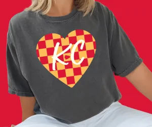 KC Colored Checkered Heart Pepper Tee