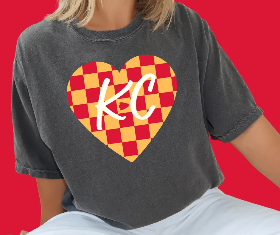 KC Colored Checkered Heart Pepper Tee