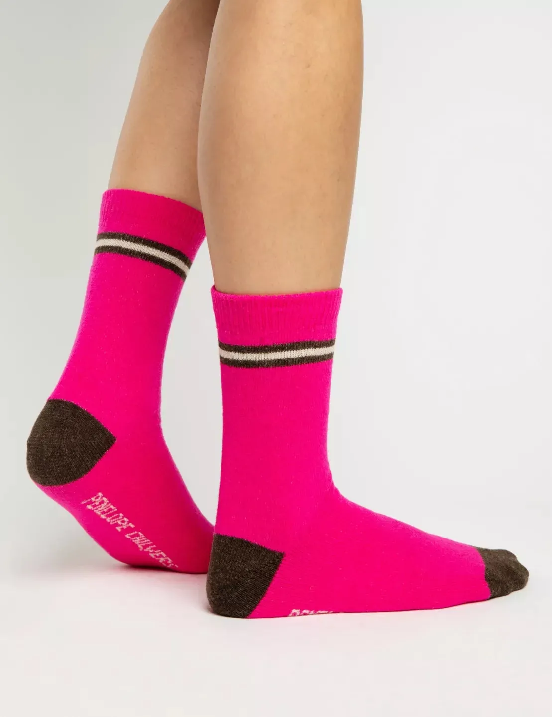 Lambswool Socks - Brown/Pink