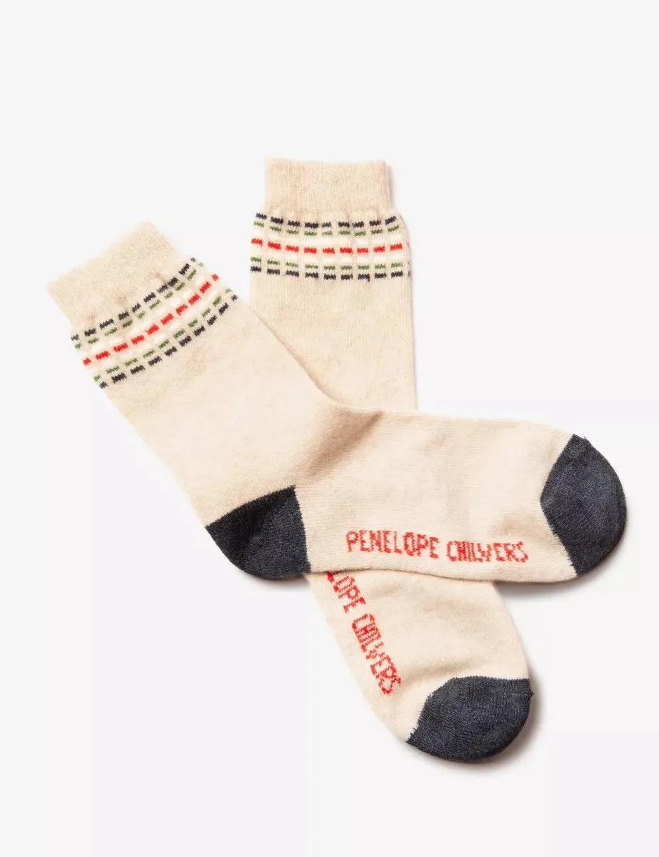 Lambswool Socks - Camel/Navy