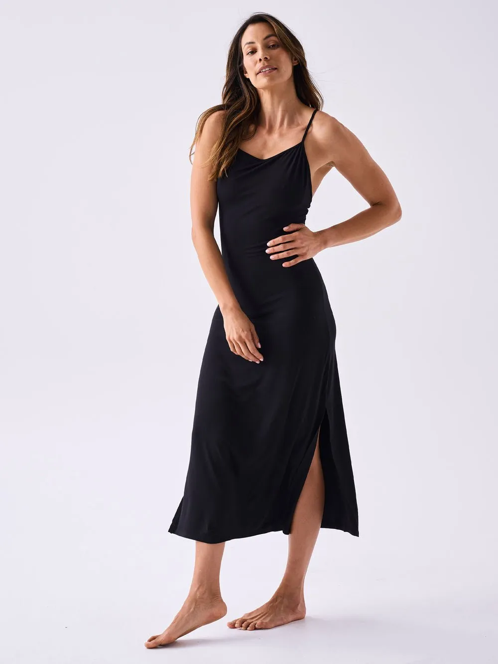 Layla Strappy Back Slip - Black
