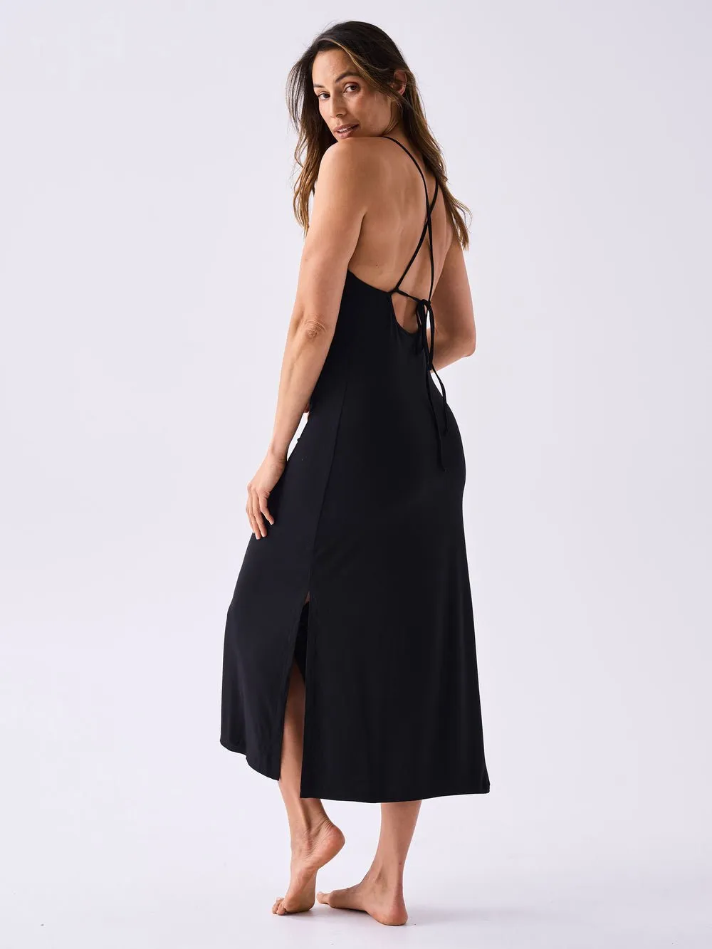 Layla Strappy Back Slip - Black