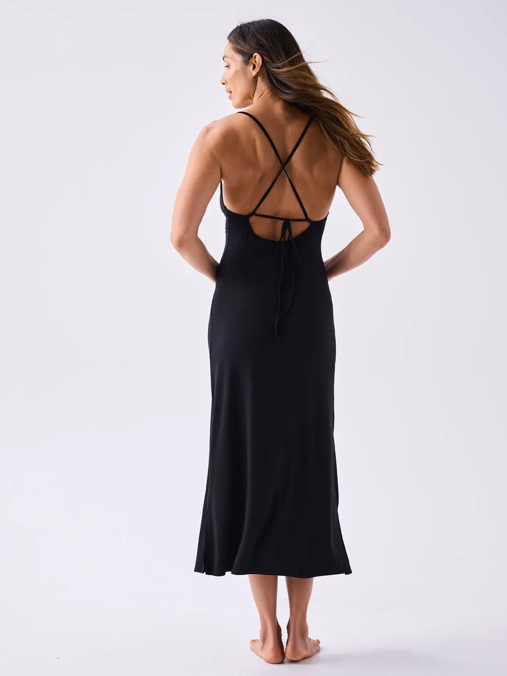 Layla Strappy Back Slip - Black