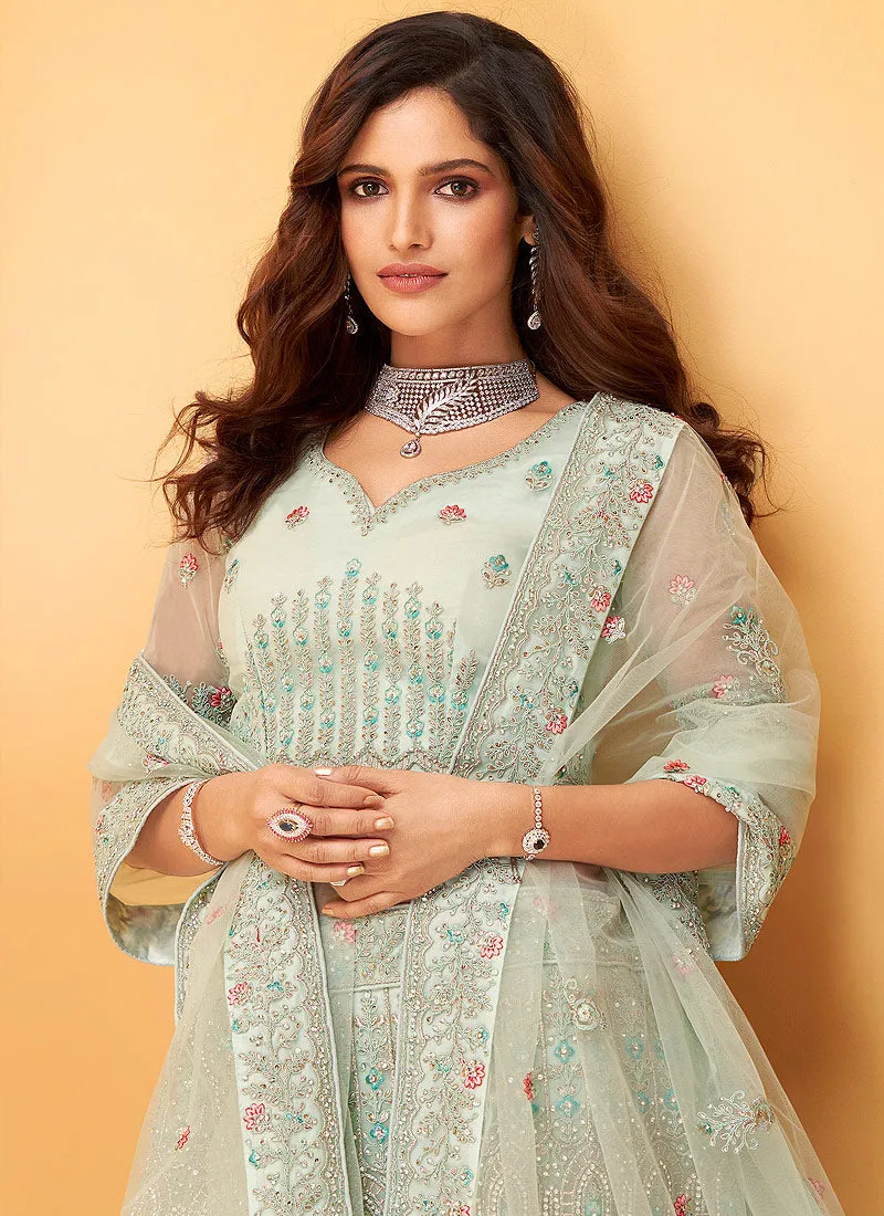 Light Green Sequence Embroidered Lehenga Choli