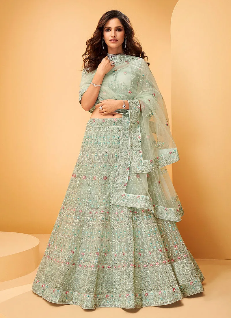 Light Green Sequence Embroidered Lehenga Choli
