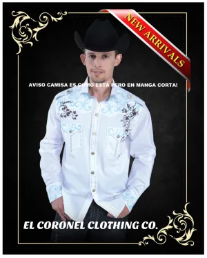 Los Altos Boots Short Sleeve Embroidered Shirt In white -STYLE CC621528