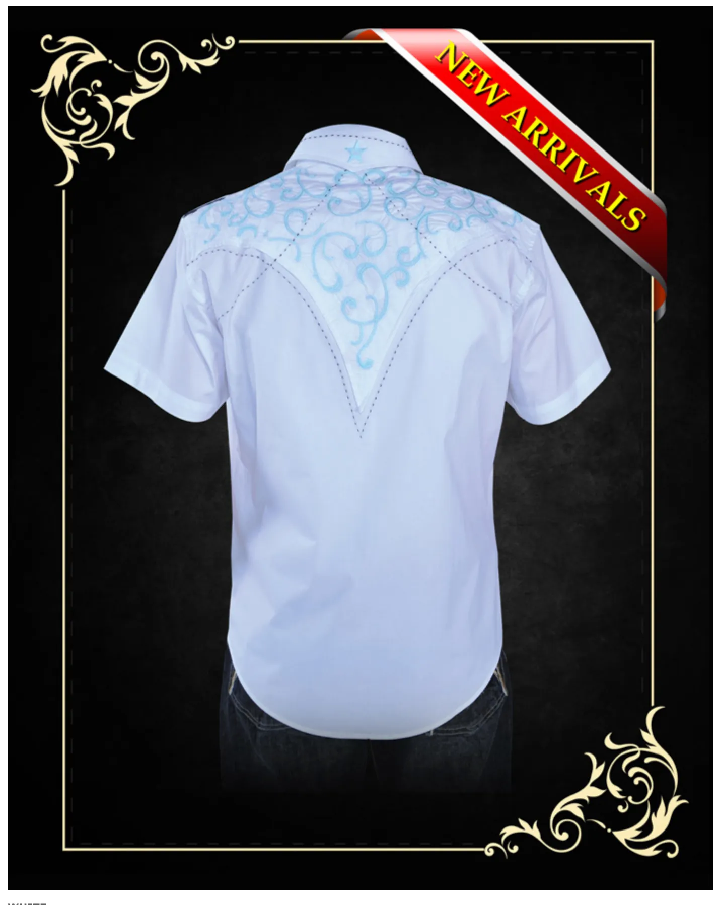 Los Altos Boots Short Sleeve Embroidered Shirt In white -STYLE CC621528