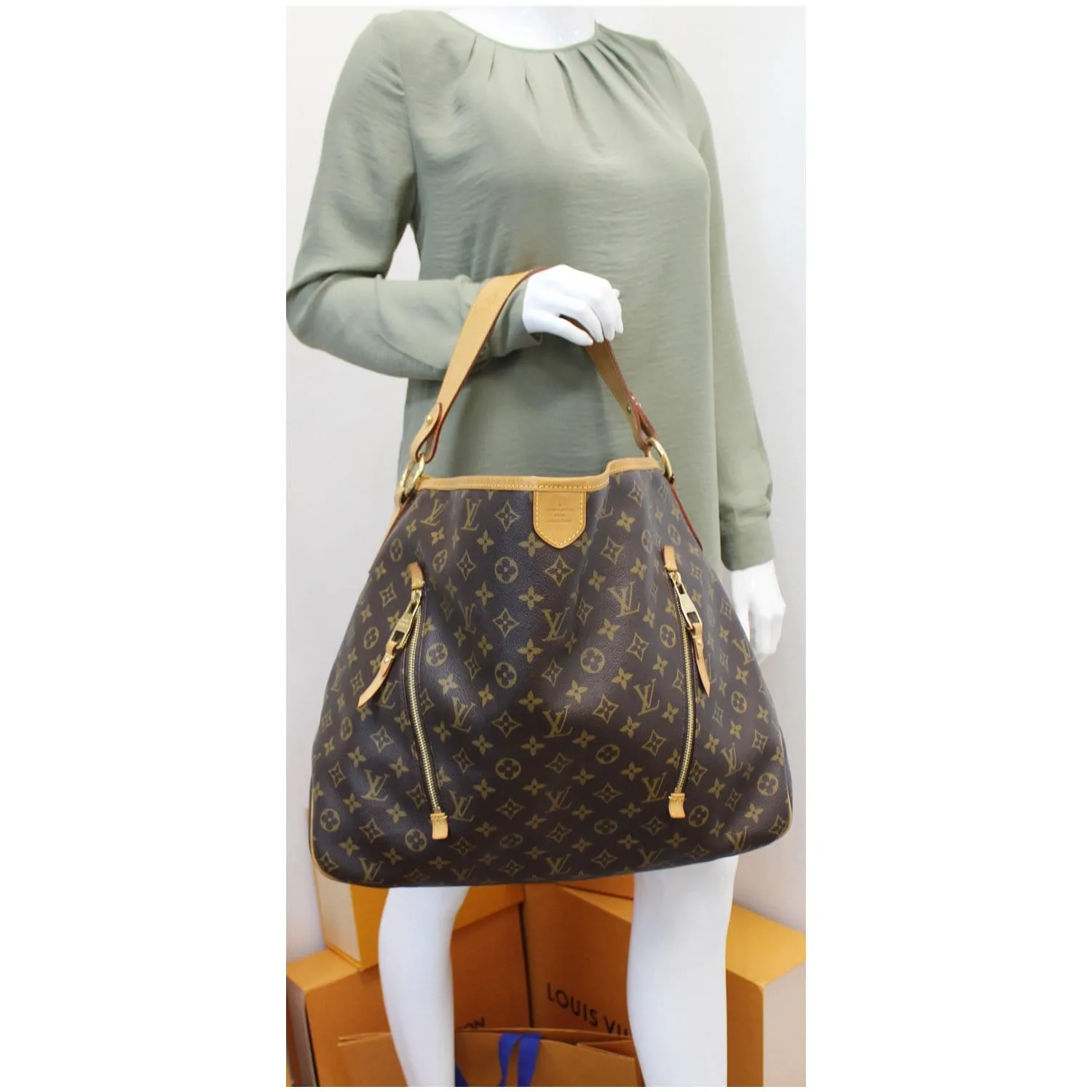 LOUIS VUITTON Delightful GM Monogram Canvas Shoulder Bag Brown
