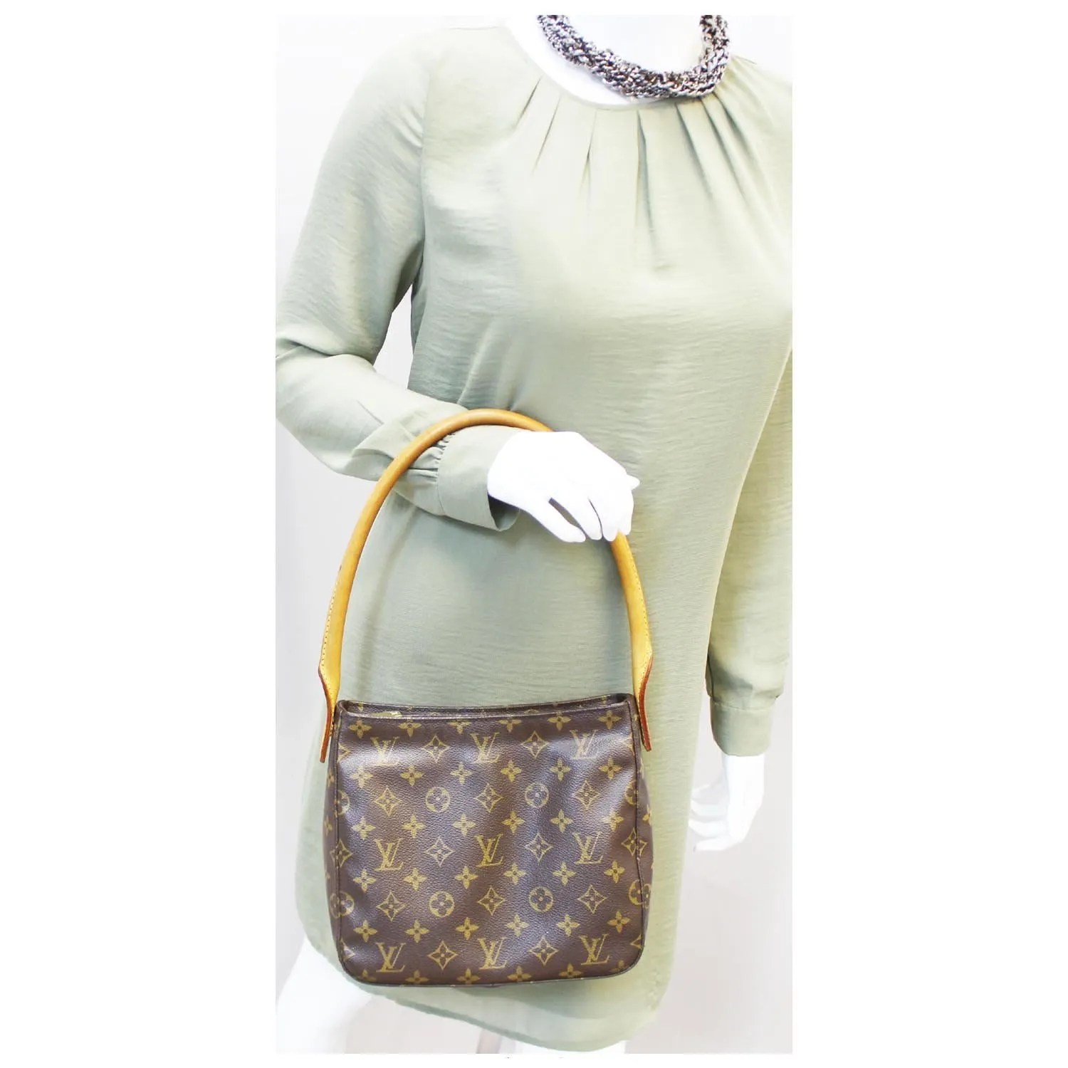 LOUIS VUITTON Looping MM Monogram Canvas Shoulder Bag Brown