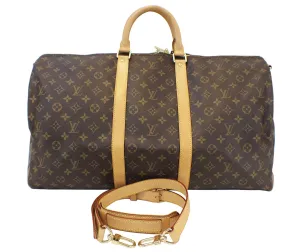 LOUIS VUITTON Monogram Keepall 55 Bandouliere Boston Bag