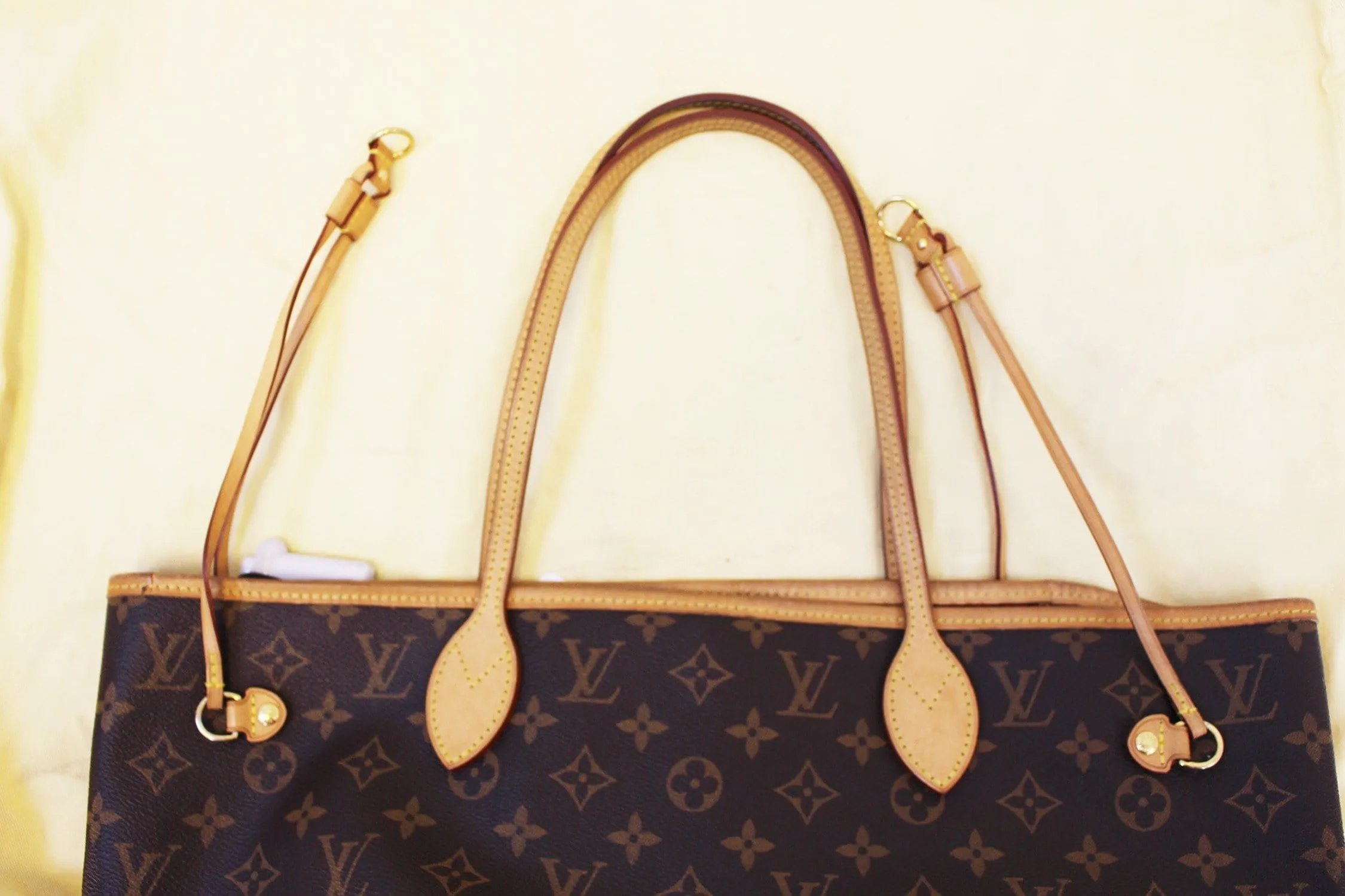 LOUIS VUITTON Monogram Neverfull MM Shoulder Bag Red