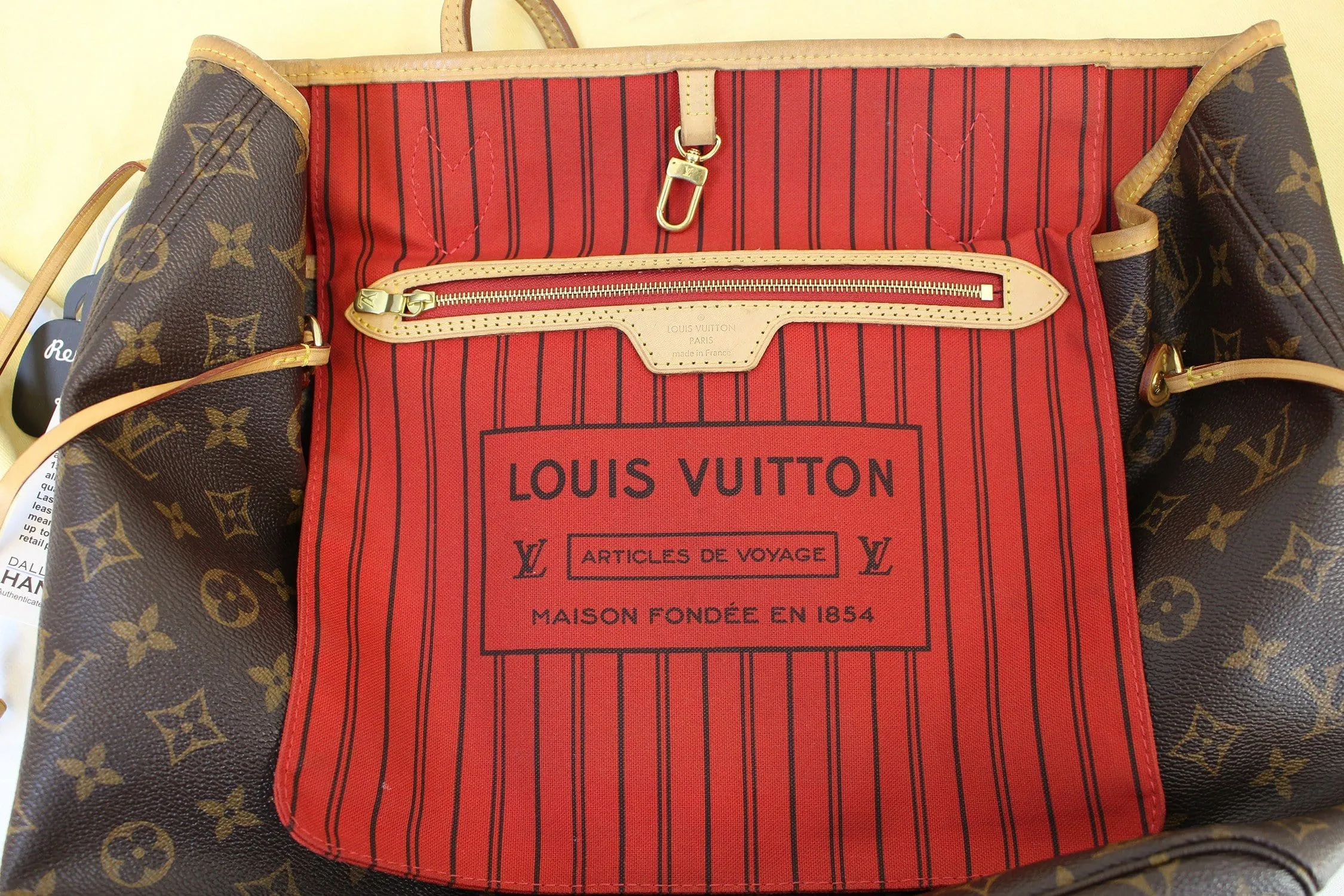 LOUIS VUITTON Monogram Neverfull MM Shoulder Bag Red