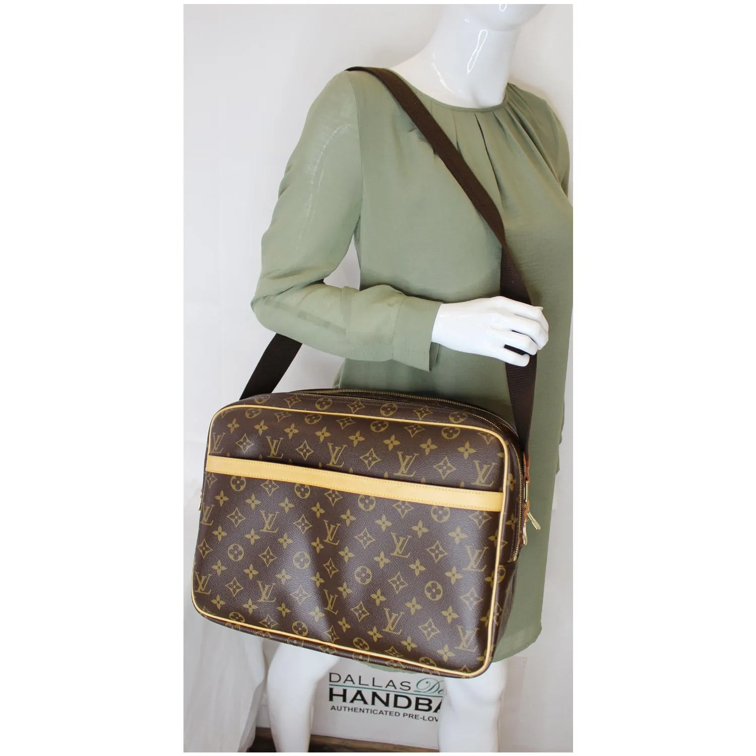 LOUIS VUITTON Reporter GM Monogram Canvas Shoulder Bag Brown
