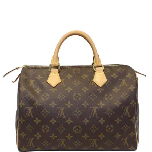 LOUIS VUITTON Speedy 30 Monogram Canvas Satchel Handbag Brown