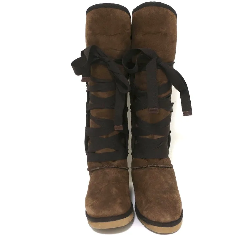 Love From Australia Nomad Shearling Knee High Boots Brown Sheepskin Size US 9.5