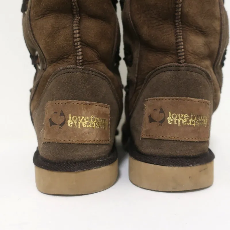 Love From Australia Nomad Shearling Knee High Boots Brown Sheepskin Size US 9.5